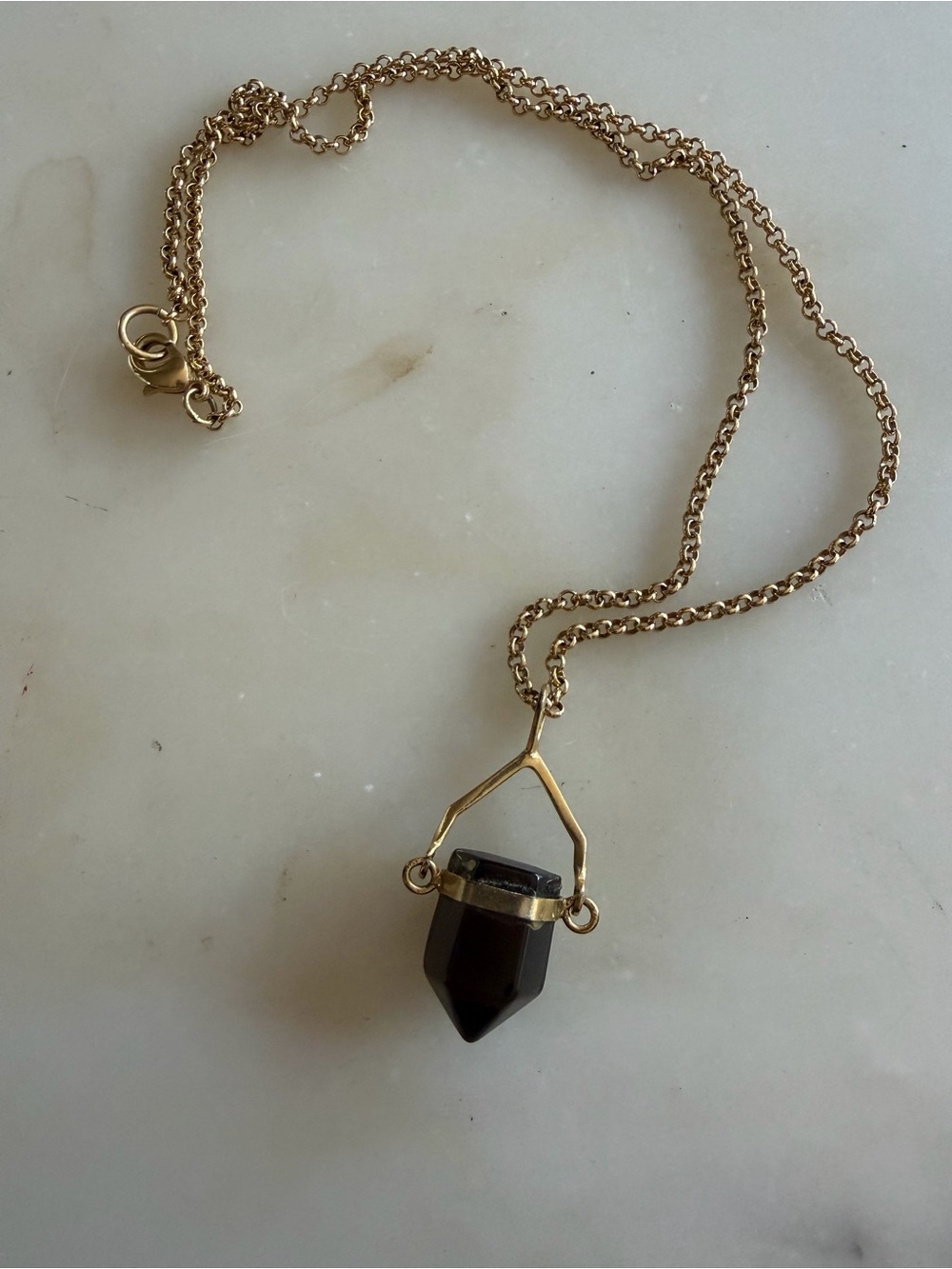 Onyx Crystal Point Pendant Necklace